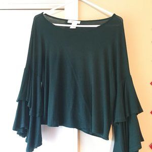 Emerald Green Ruffled Sleeve Top